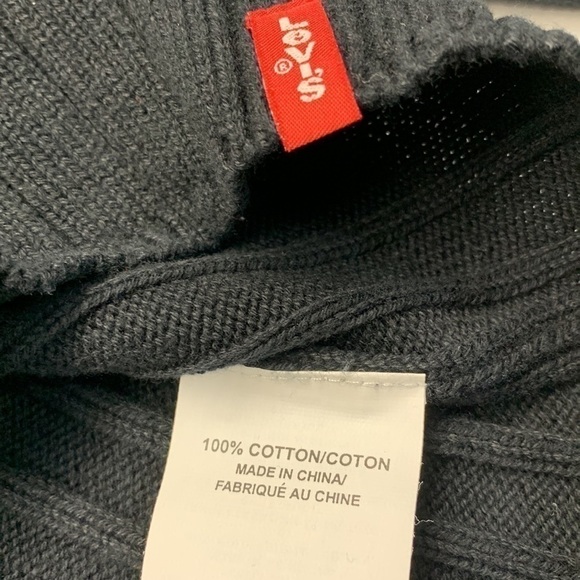 𝅺Levi’s Long Sleeve Crew Neck 100% Cotton Ribbed Sweater Black XL Unisex - Picture 3 of 9